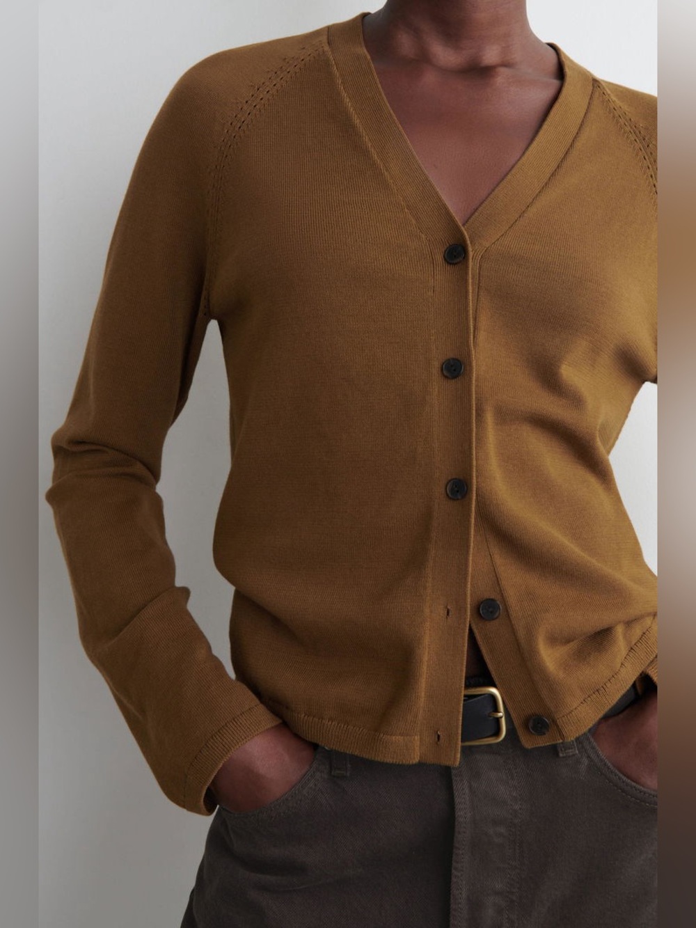 COS Knitted Cotton V-Neck Cardigan